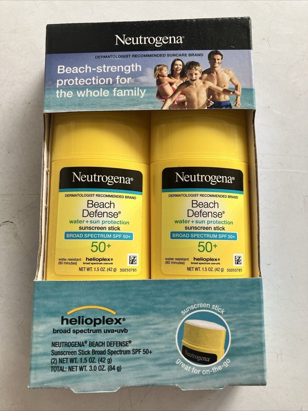 Neutrogena Beach Defense Sunscreen Stick 1.5 Oz. SPF50 LOT of 2 EXP:06/27 - Bellso